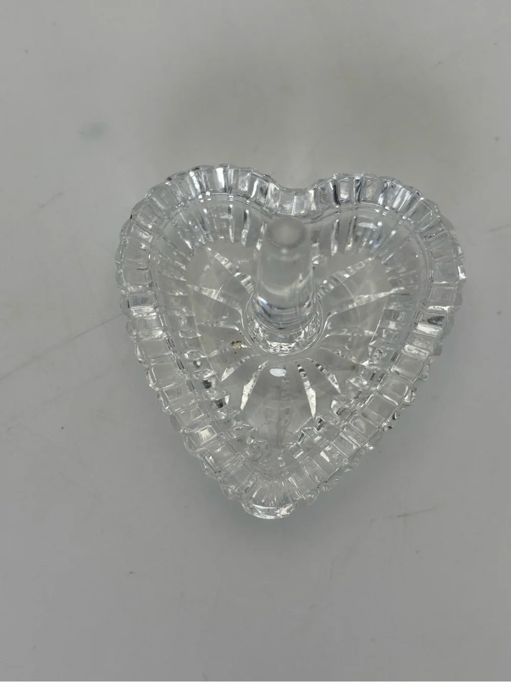 Small Vintage Clear Glass Heart Ring Holder